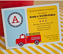 Firetruck Birthday Party Printable Invitation - Yellow